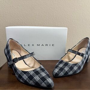 Alex Marie Black and White Plaid Heels